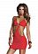 Платье с золотыми цепочками DRESS WITH ABSTRACT CUTOUTS RED M 882674-RED-M
