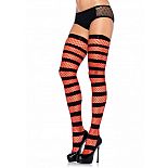 Opaque Striped Fishnet Thigh Highs Leg Avenue 
