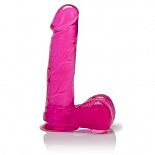 <strong>Фаллоимитатор на присоске Pink - 18 см.</strong> <br />
Фаллоимитатор с мошонкой розовый, изготовленный из ПВХ( гель). <div class="charTableblock"><div><span>Длина, см</span>: 18</div><div><span>Диаметр, см</span>: 4</div><div><span>Материал</span>: ПВХ (PVC)</div><div><span>Цвет</span>: красный/розовый</div><div><span>Особенности</span>: на присоске; с мошонкой</div><div><span>Длина, см</span>: 17-20</div><div><span>Диаметр, см</span>: 4</div><div><span>Производитель</span>: California Exotic Novelties, США</div></div> Фаллоимитатор на присоске Pink - 18 см. 
Фаллоимитатор с мошонкой розовый, изготовленный из ПВХ( гель).