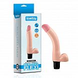 <strong>Гнущийся вибратор-реалистик FLEXI - 22 см.</strong> <br />
Многоскоростной реалистичный вибратор Lovetoy Real Feel выполнен из киберкожи, приятной на ощупь. <div class="charTableblock"><div><span>Длина, см</span>: 22</div><div><span>Диаметр, см</span>: 3.8</div><div><span>Материал</span>: киберкожа</div><div><span>Цвет</span>: телесный</div><div><span>Особенности</span>: с мошонкой; с вибрацией</div><div><span>Длина, см</span>: 21-24</div><div><span>Диаметр, см</span>: 3</div><div><span>Производитель</span>: Lovetoy, Китай</div></div> Гнущийся вибратор-реалистик FLEXI - 22 см. 
Многоскоростной реалистичный вибратор Lovetoy Real Feel выполнен из киберкожи, приятной на ощупь.