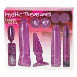 <strong>Эротический набор *Mystic Treasures*</strong> <br />
Этот многофункциональный набор приведет в восторг любую женщину. Все детали набора находятся в красочной, элегантной упаковке, что делает его идеальным вариантом для подарка. В набор входят: пластиковый вибратор (длина 15см, диаметр 2см), две силиконовые насадки (одна с шишечками по всей поверхности, другая - гладкая), два эрекционных кольца с усиками для стимуляции клитора, гелевая анальная пробка на присоске, виброяйцо и вагинальные шарики. Все "сокровища " в одном наборе!
<div class="charTableblock"> </div> Эротический набор *Mystic Treasures*
Этот многофункциональный набор приведет в восторг любую женщину. Все детали набора находятся в красочной, элегантной упаковке, что делает его идеальным вариантом для подарка. В набор входят: пластиковый вибратор (длина 15см, диаметр 2см), две силиконовые насадки (одна с шишечками по всей поверхности, другая - гладкая), два эрекционных кольца с усиками для стимуляции клитора, гелевая анальная пробка на присоске, виброяйцо и вагинальные шарики. Все "сокровища " в одном наборе!