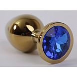 <strong>Золотистая анальная пробка с синим кристаллом - 9,5 см.</strong> <br />
Металлическая анальная пробка, основание которой декорировано блестящим кристаллом. <div class="charTableblock"><div><span>Длина, см</span>: 9,5</div><div><span>Диаметр, см</span>: 4</div><div><span>Материал</span>: металл</div><div><span>Цвет</span>: другой</div><div><span>Особенности</span>: пробка; ювелирка</div><div><span>Особенности</span>: без вибрации; гладкая</div><div><span>Длина, см</span>: 9-12</div><div><span>Диаметр, см</span>: 4</div><div><span>Цвет кристалла</span>: голубой/синий/фиолетоый</div></div> Золотистая анальная пробка с синим кристаллом - 9,5 см.
Металлическая анальная пробка, основание которой декорировано блестящим кристаллом.