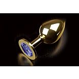 <strong>Большая золотая анальная пробка с закругленным кончиком и синим кристаллом - 9 см.</strong> <br />
Очень комфортная анальная пробка с идеальным анатомическим дизайном! Благодаря закругленному кончику эта пробка не только легко входит даже в самые тугие местечки, но и максимально комфортно размещается внутри. <div class="charTableblock"><div><span>Длина, см</span>: 9</div><div><span>Диаметр, см</span>: 3,5</div><div><span>Материал</span>: металл</div><div><span>Цвет</span>: другой</div><div><span>Особенности</span>: пробка; ювелирка</div><div><span>Особенности</span>: без вибрации; гладкая</div><div><span>Длина, см</span>: 9-12</div><div><span>Диаметр, см</span>: 3</div><div><span>Цвет кристалла</span>: голубой/синий/фиолетоый</div></div> Большая золотая анальная пробка с закругленным кончиком и синим кристаллом - 9 см.
Очень комфортная анальная пробка с идеальным анатомическим дизайном! Благодаря закругленному кончику эта пробка не только легко входит даже в самые тугие местечки, но и максимально комфортно размещается внутри.