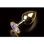 <strong>Большая золотая анальная пробка с закругленным кончиком и сиреневым кристаллом - 9 см.</strong> <br />
Очень комфортная анальная пробка с идеальным анатомическим дизайном! Благодаря закругленному кончику эта пробка не только легко входит даже в самые тугие местечки, но и максимально комфортно размещается внутри. <div class="charTableblock"><div><span>Длина, см</span>: 9</div><div><span>Диаметр, см</span>: 3,5</div><div><span>Материал</span>: металл</div><div><span>Цвет</span>: другой</div><div><span>Особенности</span>: пробка; ювелирка</div><div><span>Особенности</span>: без вибрации; гладкая</div><div><span>Длина, см</span>: 9-12</div><div><span>Диаметр, см</span>: 3</div><div><span>Цвет кристалла</span>: голубой/синий/фиолетоый</div></div> Большая золотая анальная пробка с закругленным кончиком и сиреневым кристаллом - 9 см.
Очень комфортная анальная пробка с идеальным анатомическим дизайном! Благодаря закругленному кончику эта пробка не только легко входит даже в самые тугие местечки, но и максимально комфортно размещается внутри.