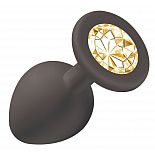 <strong>Чёрная анальная пробка Emotions Cutie Medium с желтым кристаллом - 8,5 см.</strong> <br />
Анальная пробка конусообразной формы, выполнена из гипоаллергенного силикона и украшена красивой стразой в основании. <div class="charTableblock"><div><span>Длина, см</span>: 8.50</div><div><span>Диаметр, см</span>: 3.30</div><div><span>Материал</span>: силикон</div><div><span>Длина, см</span>: 5-8</div><div><span>Диаметр, см</span>: 3</div></div> Чёрная анальная пробка Emotions Cutie Medium с желтым кристаллом - 8,5 см.
Анальная пробка конусообразной формы, выполнена из гипоаллергенного силикона и украшена красивой стразой в основании.