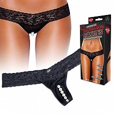 <strong>Чёрные ажурные трусики-тонг с жемчужной нитью</strong> <br />
Трусики-тонг черного цвета с широким кружевным поясом и маленьким логотипом Hustler привлекают свое внимание необычным дизайном!Жемчужная нить с шестью бусинами для клиторальной стимуляции.<div class="charTableblock"><div><span>Размер</span>: M (44-46); L (46-48)</div><div><span>Цвет</span>: черный</div><div><span>Производитель</span>: Hustler, США</div><div><span>В наличии</span>: M-L, черный</div></div> Чёрные ажурные трусики-тонг с жемчужной нитью
Трусики-тонг черного цвета с широким кружевным поясом и маленьким логотипом Hustler привлекают свое внимание необычным дизайном!Жемчужная нить с шестью бусинами для клиторальной стимуляции.