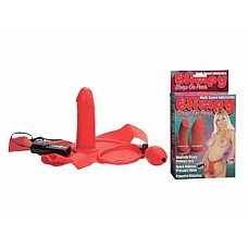 <strong>Женский страпон с вибратором</strong> <br />
Женский страпон BLIMPY состоит из фаллопротеза и трусиков. Уникальная великолепная форма фаллоса-насадки способна расширяться, что несомненно доставит Вам массу приятных ощущений! Фаллос-насадка имеет грушу, с помощью которой можно увеличить его диаметр до 9 см. Для более сильной и интенсивной стимуляции фаллопротез снабжен вибратором, степень вибрации которого регулируется выносным пультом. Размер трусиков можно регулировать, благодаря тому, что они на липучке. Страпон BLIMPY выполнен из материала латекс красного цвета. <div class="charTableblock"><div><span>Длина, см</span>: 15</div><div><span>Диаметр, см</span>: 3.8</div><div><span>Длина, см</span>: 13-16</div><div><span>Диаметр, см</span>: 3</div><div><span>Материал</span>: латкес</div><div><span>Цвет</span>: красный/розовый</div><div><span>Особенности</span>: комплект; с вибрацией; расширяющийся</div></div> Женский страпон с вибратором
Женский страпон BLIMPY состоит из фаллопротеза и трусиков. Уникальная великолепная форма фаллоса-насадки способна расширяться, что несомненно доставит Вам массу приятных ощущений! Фаллос-насадка имеет грушу, с помощью которой можно увеличить его диаметр до 9 см. Для более сильной и интенсивной стимуляции фаллопротез снабжен вибратором, степень вибрации которого регулируется выносным пультом. Размер трусиков можно регулировать, благодаря тому, что они на липучке. Страпон BLIMPY выполнен из материала латекс красного цвета.