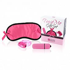 <strong>Набор Tease Me Gift Set</strong> <br />
Оригинальный набор, который обязательно внесет разнообразие в интимную жизнь пары.<div class="charTableblock"> </div> Набор Tease Me Gift Set
Оригинальный набор, который обязательно внесет разнообразие в интимную жизнь пары.