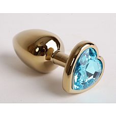 <strong>Золотистая анальная пробка среднего размера с голубым стразиком-сердечком - 7,5 см.</strong> <br />
Металлическая пробка с ограничительным основанием для безопасного использования.<div class="charTableblock"><div><span>Длина, см</span>: 7,5</div><div><span>Диаметр, см</span>: 2,8</div><div><span>Материал</span>: металл</div><div><span>Цвет</span>: другой</div><div><span>Особенности</span>: пробка; ювелирка</div><div><span>Особенности</span>: без вибрации; гладкая</div><div><span>Длина, см</span>: 5-8</div><div><span>Диаметр, см</span>: 2</div><div><span>Цвет кристалла</span>: голубой/синий/фиолетоый</div></div> Золотистая анальная пробка среднего размера с голубым стразиком-сердечком - 7,5 см.
Металлическая пробка с ограничительным основанием для безопасного использования.