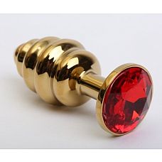 <strong>Золотистая ребристая анальная пробка с красным стразом - 7,3 см.</strong> <br />
Металлическая анальная пробка с ограничительным основанием для безопасного использования и кристаллом.<div class="charTableblock"><div><span>Длина, см</span>: 7.30</div><div><span>Диаметр, см</span>: 2.90</div><div><span>Материал</span>: металл</div><div><span>Длина, см</span>: 5-8</div><div><span>Диаметр, см</span>: 2</div></div> Золотистая ребристая анальная пробка с красным стразом - 7,3 см.
Металлическая анальная пробка с ограничительным основанием для безопасного использования и кристаллом.