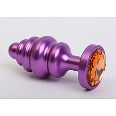<strong>Фиолетовая ребристая анальная пробка с жёлтым кристаллом - 7,3 см.</strong> <br />
Металлическая анальная пробка с ограничительным основанием для безопасного использования и кристаллом.<div class="charTableblock"><div><span>Длина, см</span>: 7.30</div><div><span>Диаметр, см</span>: 2.90</div><div><span>Материал</span>: металл</div><div><span>Длина, см</span>: 5-8</div><div><span>Диаметр, см</span>: 2</div></div> Фиолетовая ребристая анальная пробка с жёлтым кристаллом - 7,3 см.
Металлическая анальная пробка с ограничительным основанием для безопасного использования и кристаллом.