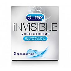 <strong>Ультратонкие презервативы Durex Invisible - 3 шт.</strong> <br />
Прозрачные презервативы со смазкой, особая форма с накопителем.<div class="charTableblock"><div><span>Производитель</span>: Durex, Великобритания</div></div> Ультратонкие презервативы Durex Invisible - 3 шт.
Прозрачные презервативы со смазкой, особая форма с накопителем.