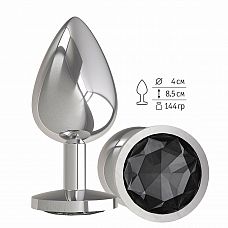 <strong>Серебристая большая анальная пробка с чёрным кристаллом - 9,5 см.</strong> <br />
Гладенькая металлическая пробка с кристаллом в ограничительном основании.<div class="charTableblock"><div><span>Длина, см</span>: 9.50</div><div><span>Диаметр, см</span>: 4.00</div><div><span>Материал</span>: металл</div><div><span>Длина, см</span>: 9-12</div><div><span>Диаметр, см</span>: 4</div></div> Серебристая большая анальная пробка с чёрным кристаллом - 9,5 см.
Гладенькая металлическая пробка с кристаллом в ограничительном основании.