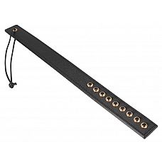 <strong>Чёрный пэддл с фигурными клёпками - 37 см.</strong> <br />
Чёрный пэддл с фигурными клёпками. На ручке есть петля для фиксации на руке.<div class="charTableblock"><div><span>Производитель</span>: Orion, Германия</div><div><span>Длина, см</span>: 37.00</div></div> Чёрный пэддл с фигурными клёпками - 37 см.
Чёрный пэддл с фигурными клёпками. На ручке есть петля для фиксации на руке.