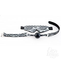 Серебристый кружевной набор: маска и кляп Серебристый кружевной набор: маска и кляп