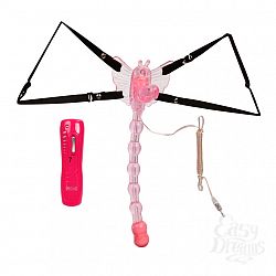 Розовая бабочка для клитора с анальным массажером 3 в 1 Розовая бабочка для клитора с анальным массажером 3 в 1