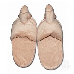 Бежевые плюшевые тапочки с пенисами Бежевые плюшевые тапочки с пенисами