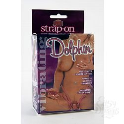 Розовый вибростимулятор в форме дельфина на регулируемых ремешках Розовый вибростимулятор в форме дельфина на регулируемых ремешках