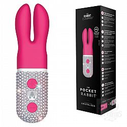 Розовый вибратор с ушками The Pocket Rabbit, украшенный кристаллами Розовый вибратор с ушками The Pocket Rabbit, украшенный кристаллами