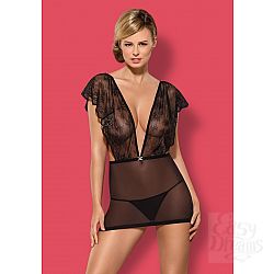 Эффектная сорочка Merossa с широкими кружевными бретелями и прозрачным подолом Эффектная сорочка Merossa с широкими кружевными бретелями и прозрачным подолом