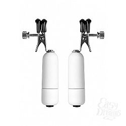 Клипсы на соски с вибрацией белые SH-OU039WHI Клипсы на соски с вибрацией белые SH-OU039WHI