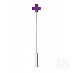 Фиолетовая шлёпалка Leather Cross Tiped Crop с наконечником-крестом - 56 см. Фиолетовая шлёпалка Leather Cross Tiped Crop с наконечником-крестом - 56 см.