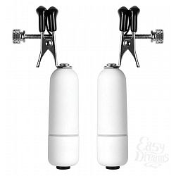 Белые клипсы на соски с вибрацией Белые клипсы на соски с вибрацией