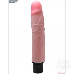 Телесный вибратор с розовой головкой из ультраскин - 20 см. Телесный вибратор с розовой головкой из ультраскин - 20 см.