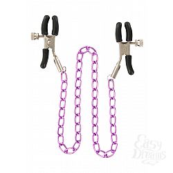 Зажимы для сосков Nipple Chain Metal на фиолетовой цепочке Зажимы для сосков Nipple Chain Metal на фиолетовой цепочке