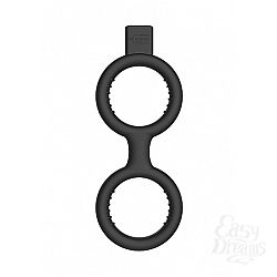    E-Stim Cock Ring with Ballstrap Black SH-ELC005BLK