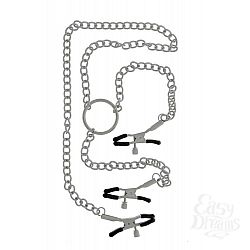 Клипсы на соски, соединённые цепью с зажимом для клитора Клипсы на соски, соединённые цепью с зажимом для клитора