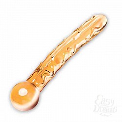 Золотистый стеклянный изогнутый фаллоимитатор Золотистый стеклянный изогнутый фаллоимитатор