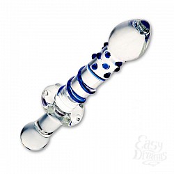 Двойной стеклянный фаллос с ограничительным основанием посередине, 22 см Двойной стеклянный фаллос с ограничительным основанием посередине, 22 см