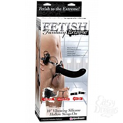 Черный полый фаллопротез с вибратором, 19 см Черный полый фаллопротез с вибратором, 19 см