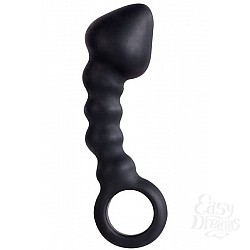 Чёрный анальный стимулятор с кольцом HEAD INVADER Чёрный анальный стимулятор с кольцом HEAD INVADER