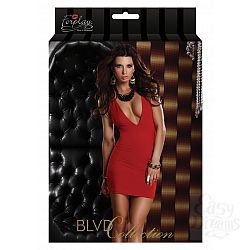  ������ � �������� �������� MINI DRESS W PLUNGING V-NECK RED L 882693-RED-L