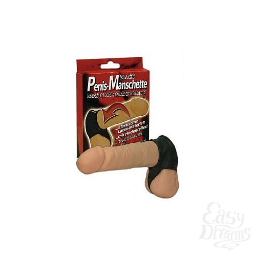 Фотография 1:  Чёрная утяжка для пениса и мошонки Penis Manschette Фотография 1:  Чёрная утяжка для пениса и мошонки Penis Manschette