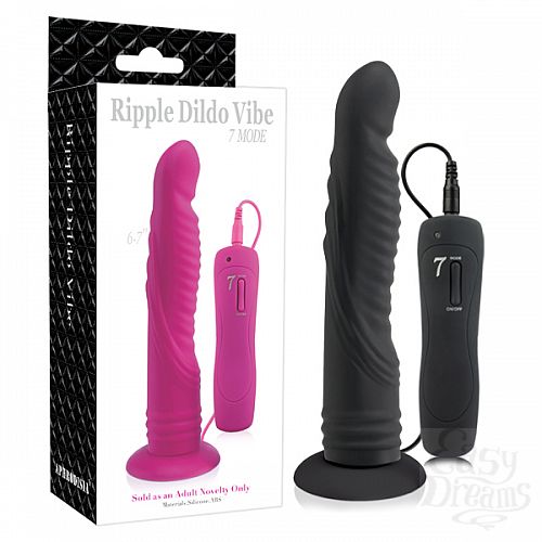 Фотография 1:  Черный вибратор на присоске 7 Mode Ripple Dildo - 15 см.  Фотография 1:  Черный вибратор на присоске 7 Mode Ripple Dildo - 15 см.