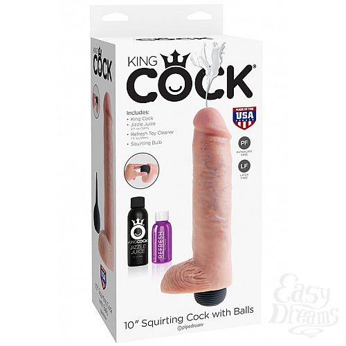 ���������� 1:  ������������� King Cock 10 Squirting Cock w/ Balls -Flesh � �������� �������������