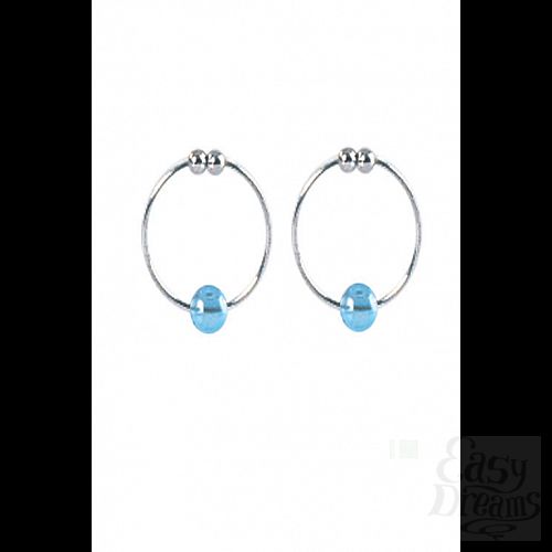 ���������� 2  ������ �� ����� Silver with Blue Crystal Bead Nipple Rings