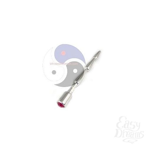 Фотография 1:  Серебристый зонд в уретру с красным кристаллом Rider jewel Plug with red jewel - 11,6 см. Фотография 1:  Серебристый зонд в уретру с красным кристаллом Rider jewel Plug with red jewel - 11,6 см.