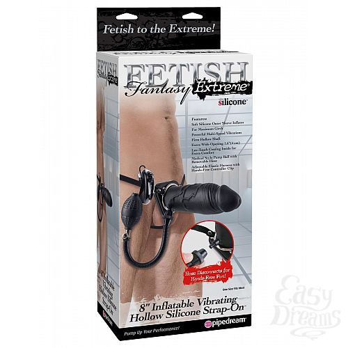 ���������� 4  ������ ����� ��������������� ������� � ��������� Inflatable Vibrating Hollow Silicone Strap-On - 20 ��.