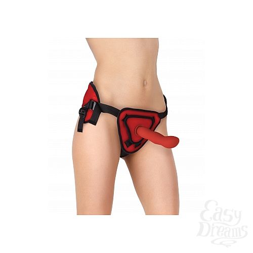  1:   Deluxe Silicone Strap On 8 Inch Red OUCH! SH-OU210RED