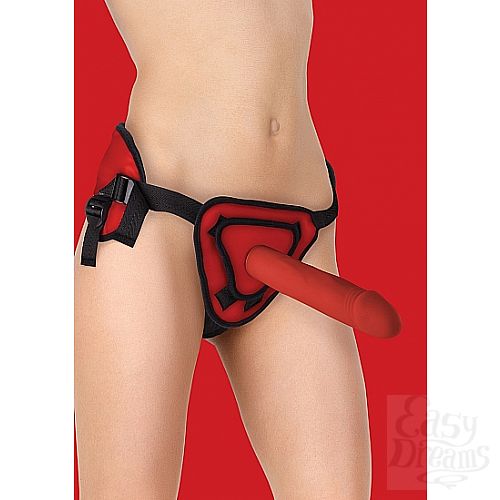  1:   Deluxe Silicone Strap On 10 Inch Red OUCH! SH-OU209RED