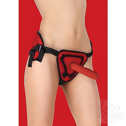  1:   Deluxe Silicone Strap On 8 Inch Red OUCH! SH-OU208RED