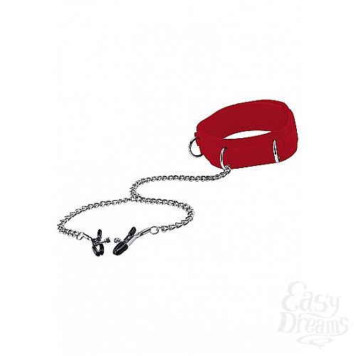 ���������� 2  �������� � �������� ��� ������ Velcro Collar Red OUCH! SH-OU138RED