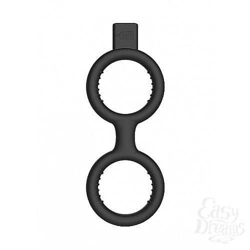  1:    E-Stim Cock Ring with Ballstrap Black SH-ELC005BLK