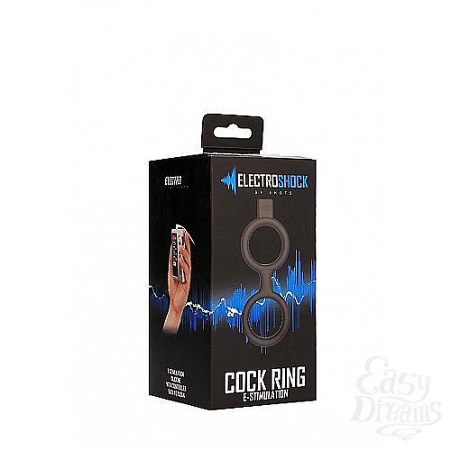  3    E-Stim Cock Ring with Ballstrap Black SH-ELC005BLK