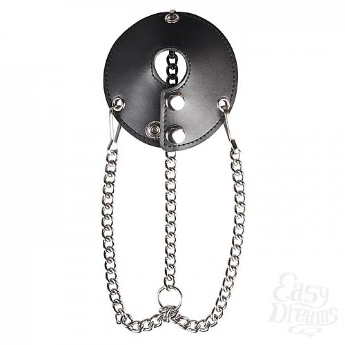 Фотография 2:  Утяжка для мошонки из искусственной кожи с цепочками PARACHUTE BALL STRETCHER BLM1726 Фотография 2  Утяжка для мошонки из искусственной кожи с цепочками PARACHUTE BALL STRETCHER BLM1726