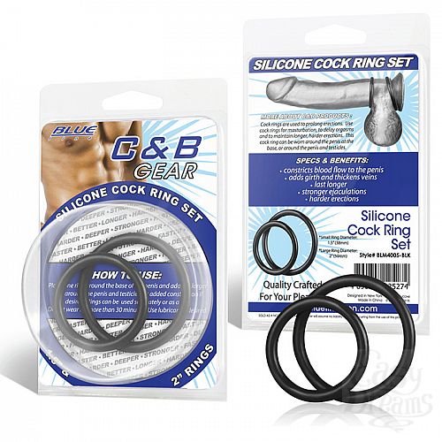 Фотография 1:  Набор из двух черных силиконовых колец разного диаметра SILICONE COCK RING SET BLM4005-BLK Фотография 1:  Набор из двух черных силиконовых колец разного диаметра SILICONE COCK RING SET BLM4005-BLK